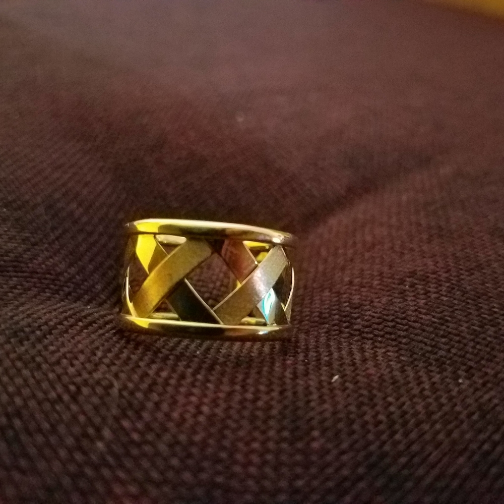 14K Gold Adjustable Basketweave Ring